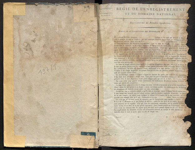 Répertoire des formalités hypothécaires, du 7 messidor an 11 au 4 frimaire an 12, registre n° 017 (Péronne)