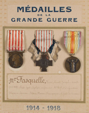 Tableau de médailles de la Grande Guerre d'Henri Fasquelle (classe 1906)