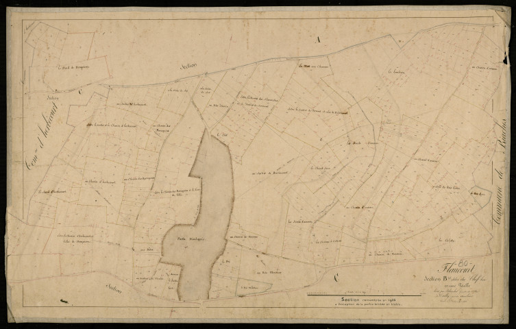 Plan du cadastre napoléonien - Flaucourt : Chef-lieu (Le), B