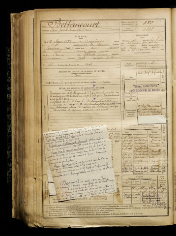 Bellancourt, Marie Joseph Firmin Paul, né le 31 mars 1878 à Omiécourt (Somme), classe 1898, matricule n° 480, Bureau de recrutement de Péronne