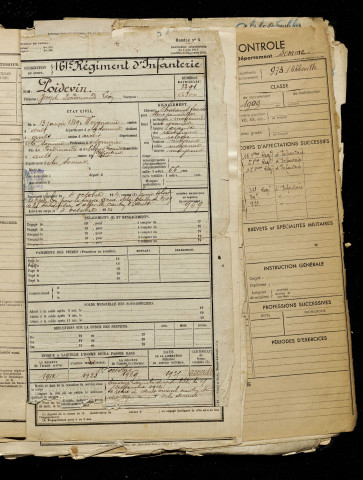 Poidevin, Joseph Ferdinand Léon, né le 13 janvier 1889 à Woignarue (Somme), classe 1909, matricule n° 969, Bureau de recrutement d'Abbeville