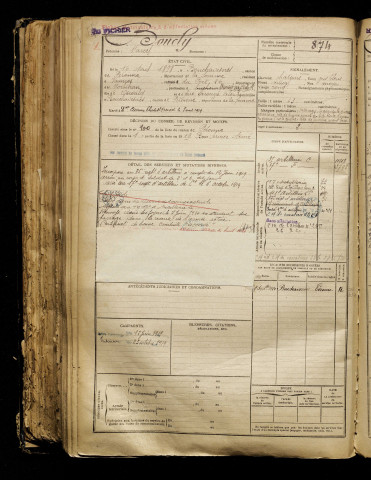 Boucly, Marcel, né le 16 avril 1898 à Bouchavesnes-Bergen (Somme), classe 1918, matricule n° 874, Bureau de recrutement de Péronne