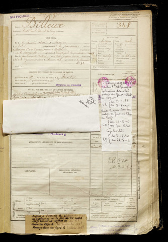 Billeux, André Paul Marcel Antony, né le 17 janvier 1901 à Amiens (Somme), classe 1921, matricule n° 348, Bureau de recrutement d'Amiens