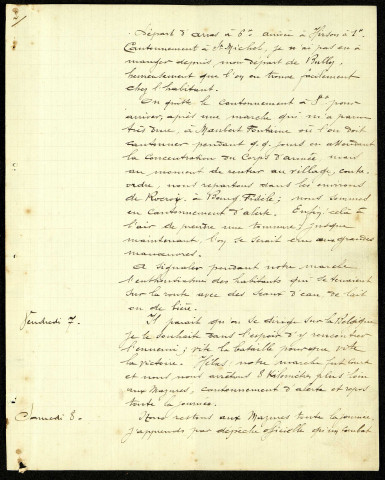Journal manuscrit de Paul Marlière, Sergent au 33e Régiment d'Infanterie, relatant la période du lundi 3 août au mercredi 27 août 1914 (date de son enrôlement jusqu'à la veille de sa mort)