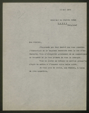 Témoignage de Borms, Louis (Général) et correspondance avec Jacques Péricard