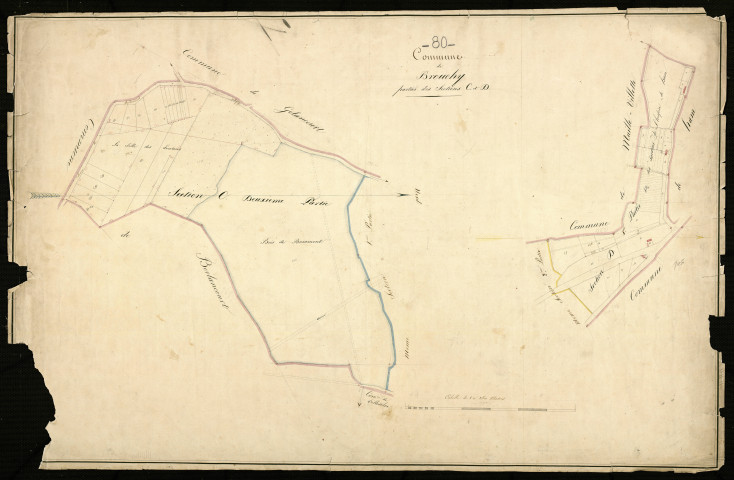 Plan du cadastre napoléonien - Brouchy : C2 et D1