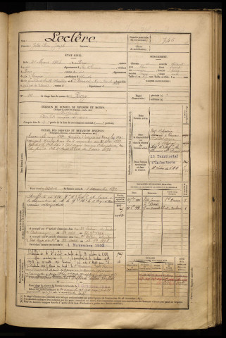 Leclère, Jules Léon Joseph, né le 21 mars 1868 à Roye (Somme), classe 1888, matricule n° 746, Bureau de recrutement de Péronne
