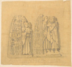 Amiens. Cathédrale.Tympan du portail Saint-Firmin, racontant la guérison miraculeuse de Simon de Beaugency