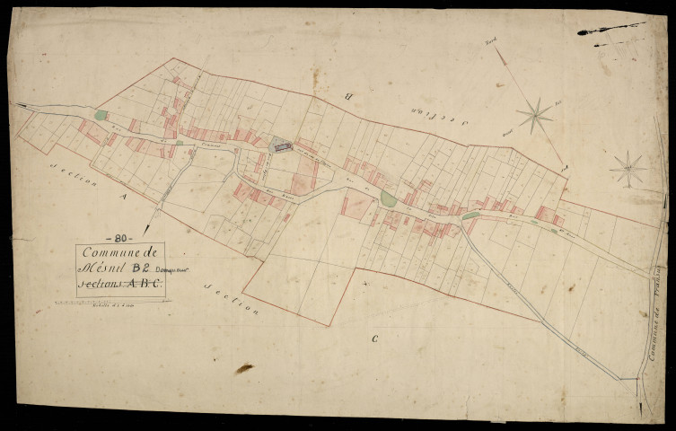 Plan du cadastre napoléonien - Mesnil-Domqueur (Mésnil) : A, B et C développement