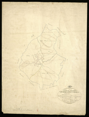 Plan du cadastre napoléonien - Auchonvillers : tableau d'assemblage