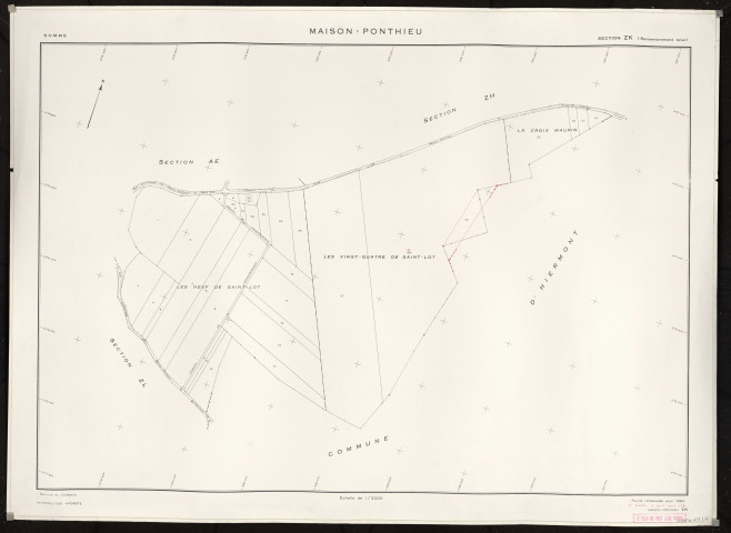 Plan du cadastre rénové - Maison-Ponthieu : section ZK