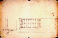 Projet de table de communion ou de grille de monument funéraire : dessin de l'architecte Delefortrie