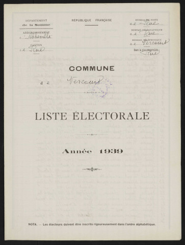 Liste électorale : Vercourt