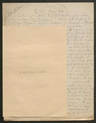 Témoignage de Chezeau, Octave et correspondance avec Jacques Péricard