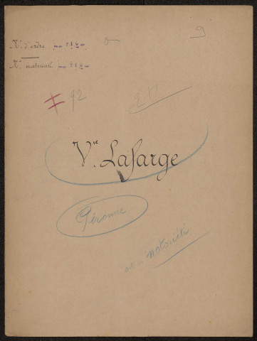 Péronne. Demande d'indemnisation des dommages de guerre : dossier Lafarge