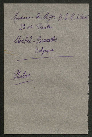 Témoignage de De Pauw, P. (Major) et correspondance avec Jacques Péricard