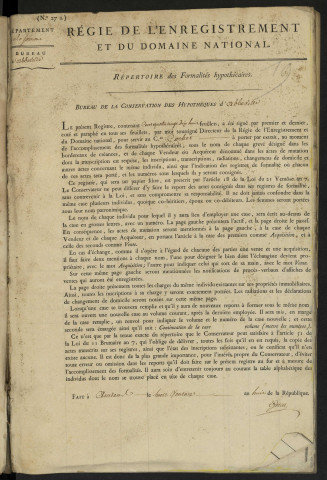Répertoire des formalités hypothécaires, du 8 prairial an VIII au 17 thermidor an VIII, registre n° 019 (Abbeville)