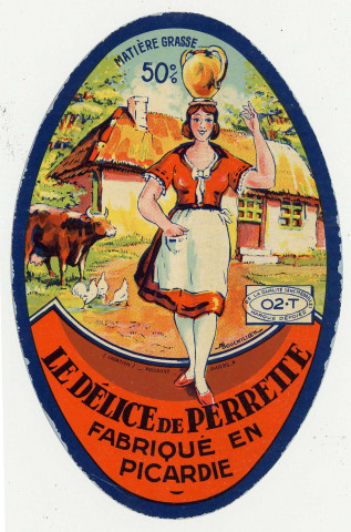 Le Délice de Perrette. Fabriqué en Picardie. Matière grasse 50%