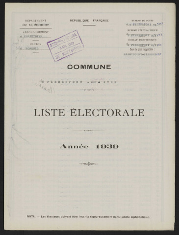 Liste électorale : Pierrepont-sur-Avre (Pierrepont)