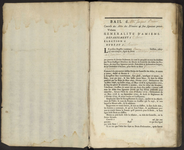 Contrôle des actes du bureau d'Airaines pour la période du 18 octobre 1748 au 12 février 1750