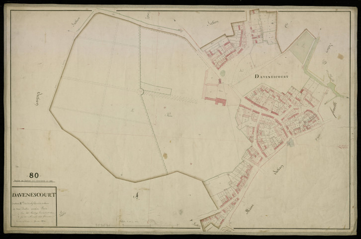 Plan du cadastre napoléonien - Davenescourt : Chef-lieu (Le) ; Aulnaies (Les), E1