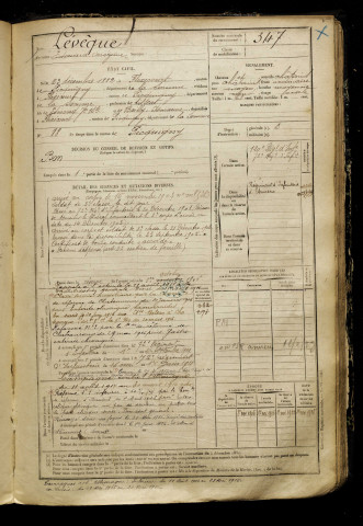 Lévêque, Edouard Onézime, né le 23 décembre 1882 à Flixecourt (Somme), classe 1902, matricule n° 347, Bureau de recrutement d'Amiens
