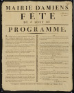 Mairie d'Amiens. Fête du 15 août 1813. Programme