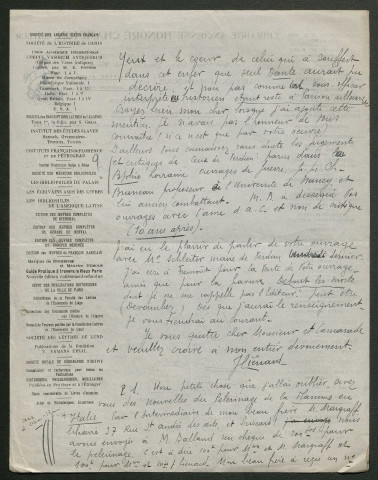 Témoignage de Liénard, J. (Libraire- éditeur) et correspondance avec Jacques Péricard