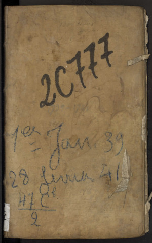 Centième denier du bureau d'Andainville pour la période du 1er janvier 1739 au 27 février 1741