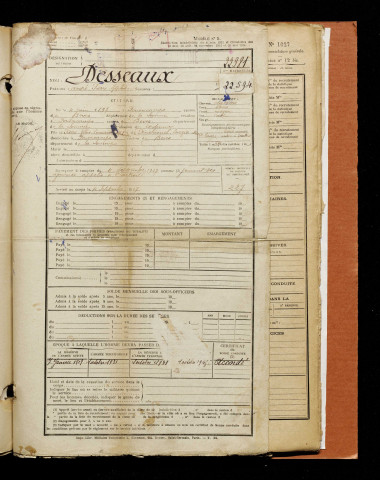 Desseaux, André Pierre Zéphir, né le 04 juin 1897 à Fouencamps (Somme), classe 1917, matricule n° 227, Bureau de recrutement d'Amiens