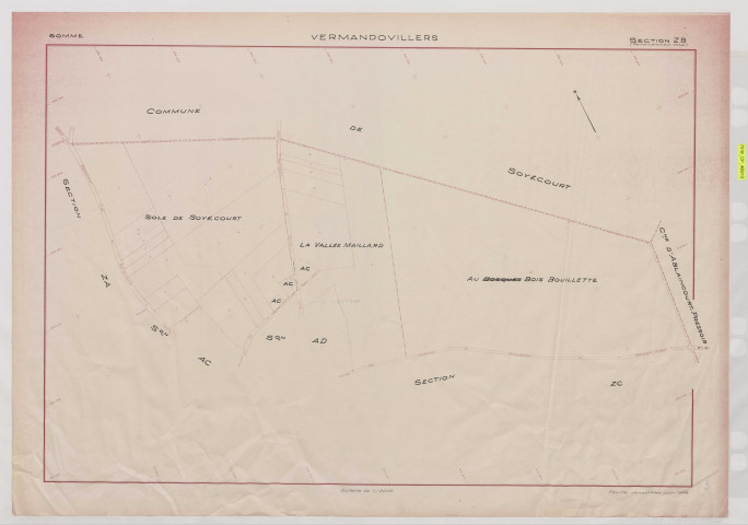 Plan du cadastre rénové - Vermandovillers : section ZB