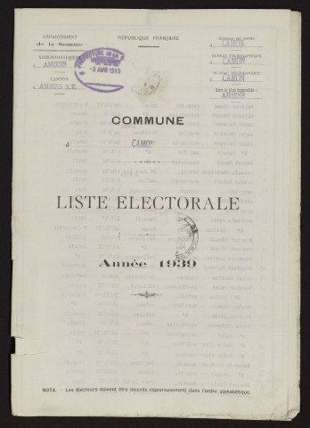 Liste électorale : Camon