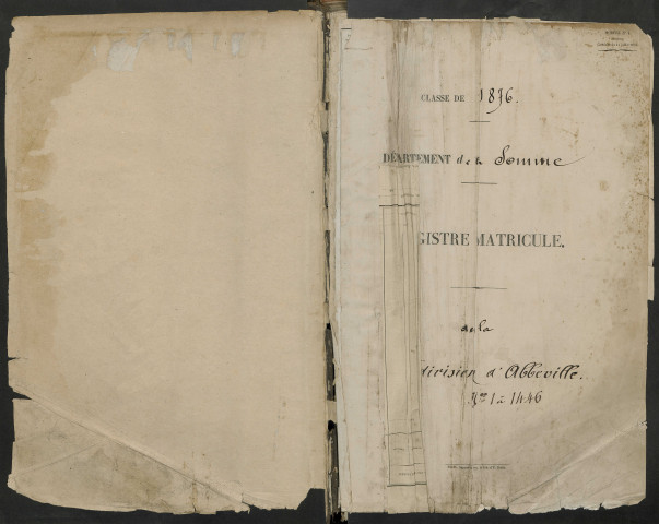 Abbeville : liste des matricules n° 1 à 1446 de la classe 1876