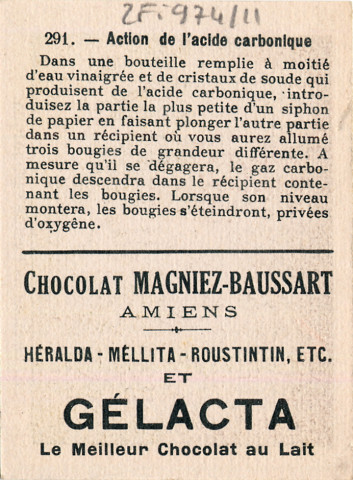 Chocolat Magniez-Baussart, Amiens. Image 291 : action de l'acide carbonique