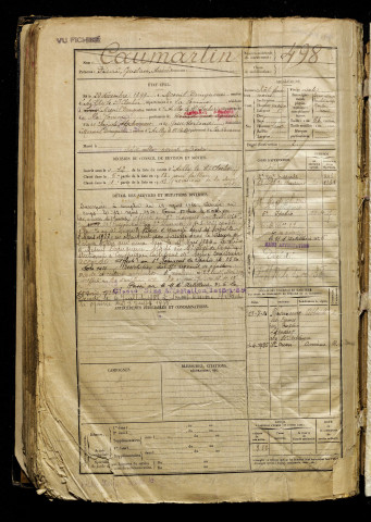 Caumartin, Désiré Gustave André, né le 29 décembre 1899 à Mesnil-Domqueur (Somme), classe 1919, matricule n° 498, Bureau de recrutement d'Abbeville