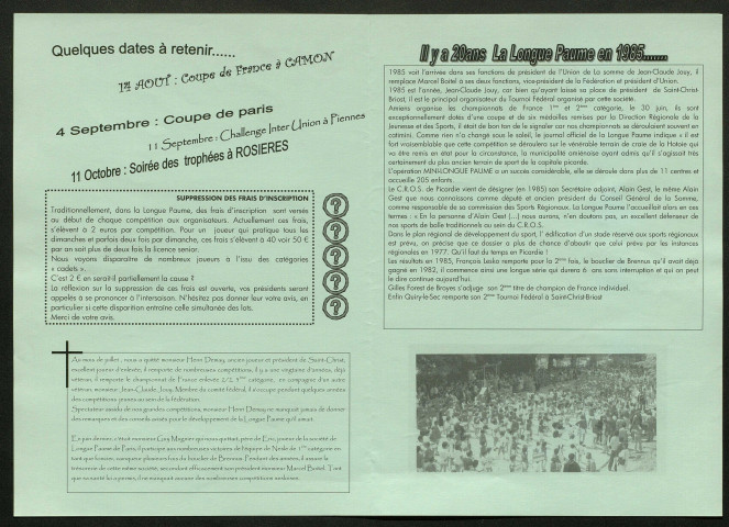 Longue Paume Infos (numéro 51), bulletin officiel de la Fédération Française de Longue Paume
