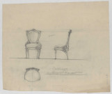 Chaises, de face, de profil et de haut, du Grand Salon de l'Hôtel Bouctot-Vagniez