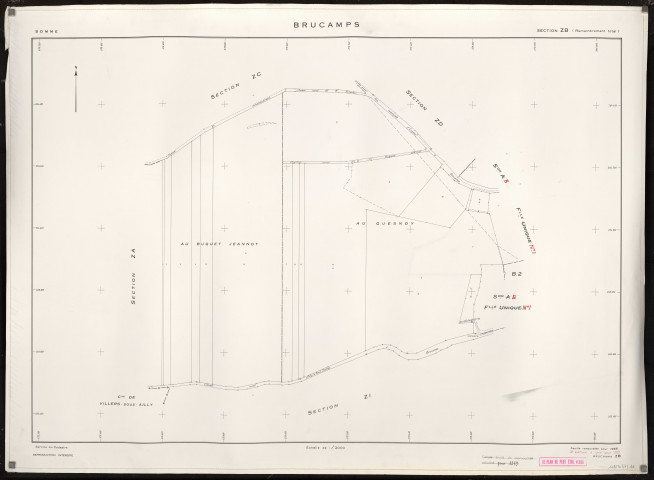 Plan du cadastre rénové - Brucamps : section ZB