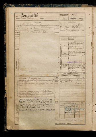 Boudaille, Eugène Gustave, né le 28 décembre 1871 à Becquigny (Aisne), classe 1891, matricule n° 786, Bureau de recrutement d'Amiens
