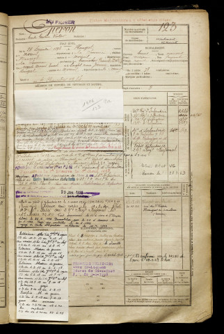 Operon, Emile Gaston Victor, né le 26 décembre 1896 à Hangest-en-Santerre (Somme), classe 1916, matricule n° 123, Bureau de recrutement de Péronne