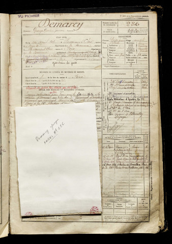 Demarcy, Georges Gaston Germain, né le 24 avril 1901 à Hescamps (Somme), classe 1921, matricule n° 286, Bureau de recrutement d'Amiens