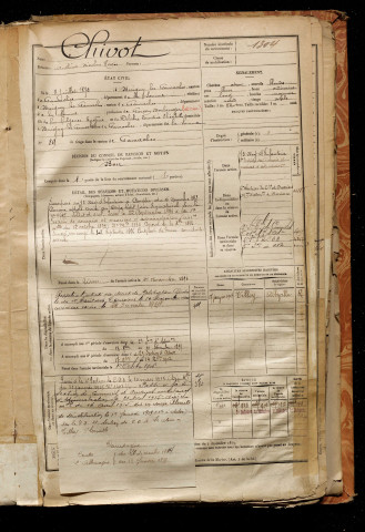 Chivot, Anthime Nicolas Hector, né le 08 juillet 1872 à Buigny-lès-Gamaches (Somme), classe 1892, matricule n° 1304, Bureau de recrutement d'Abbeville