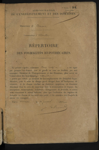 Répertoire des formalités hypothécaires, du 24/06/1852 au 8/12/1852, registre n° 194 (Abbeville)