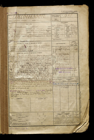 Dubuisson, Armand Robert, né le 01 novembre 1899 à Woirel (Somme), classe 1919, matricule n° 511, Bureau de recrutement d'Abbeville