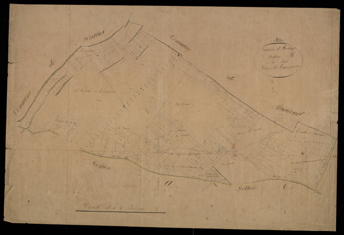 Plan du cadastre napoléonien - Avelesges (Avelèges) : B