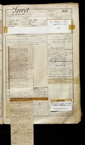 Secret, Jules Charles Albert, né le 03 mai 1890 à Muille-Villette (Somme), classe 1910, matricule n° 533, Bureau de recrutement de Péronne