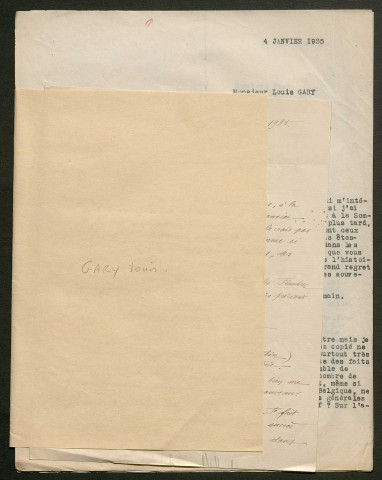 Témoignage de Gary, Louis, J. (sERGENT) et correspondance avec Jacques Péricard