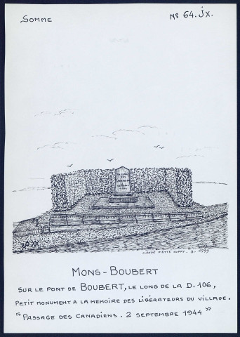 Mons-Boubert : petit monument à la mémoire des libérateurs du village - (Reproduction interdite sans autorisation - © Claude Piette)