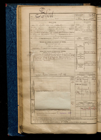 Bled, Gaston Joseph, né le 23 juillet 1870 à Abbeville (Somme), classe 1890, matricule n° 1050, Bureau de recrutement d'Abbeville