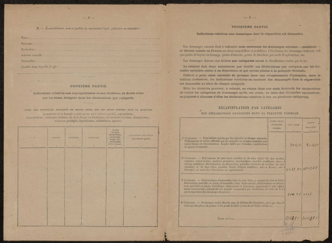 Cléry-sur-Somme. Demande d'indemnisation des dommages de guerre : dossier Cotteaux-Dobel